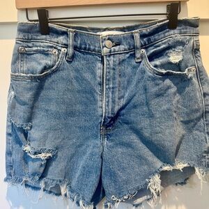 Abercrombie & Fitch Blue Jean Shorts Distressed High-Waisted